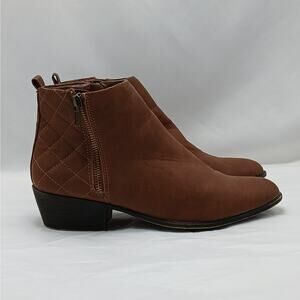 Madden Girl Holywood Ankle Boots Women's 7.5M Brown Quilted Zip Up Western